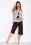 Пижама женская с котиком 107P3501 (серый/меланжевый)