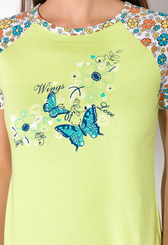 Пижама женская с принтом бабочки 107P2 (салатовый)