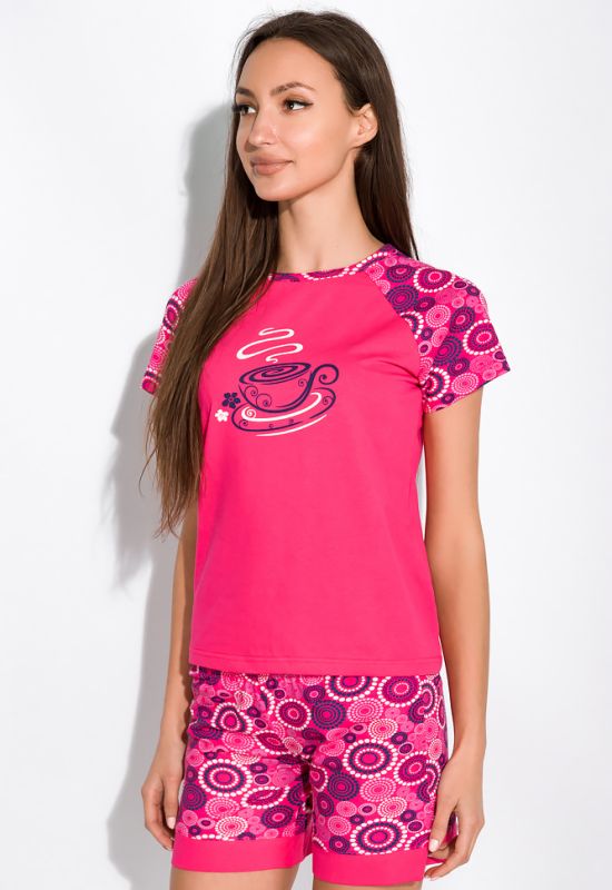 Жіноча піжама з рукавом реглан 107P5 (рожевий)