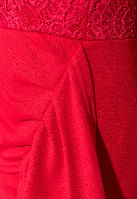 Платье батал с кружевом 72PD72 (красный)