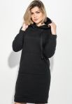 Платье-батник женское с капюшоном на флисе 69PD1044 (черный)