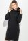 Платье-батник женское с капюшоном на флисе 69PD1044 (черный)
