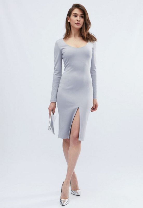 Платье KP-10129-11 (серый/голубой)