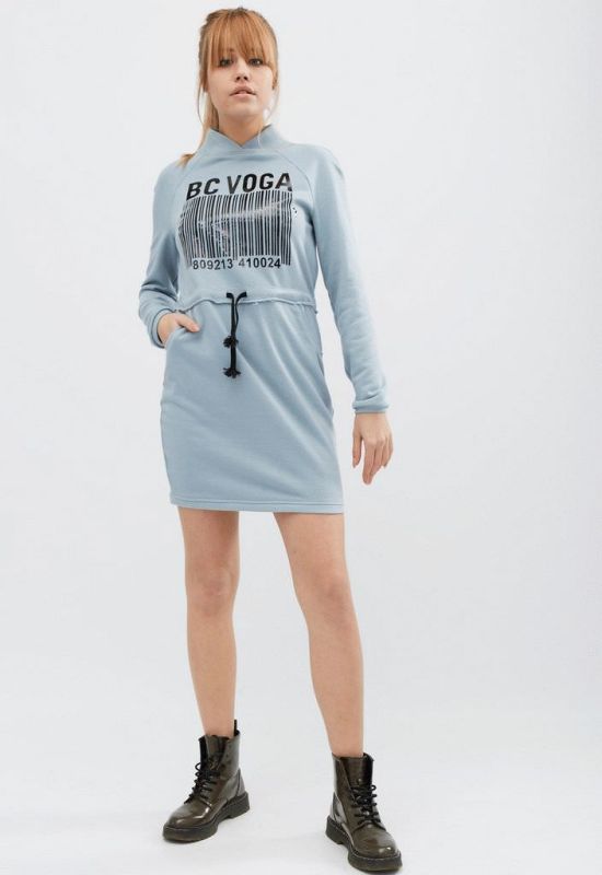 Сукня KP-5997-11 (сірий/блакитний)