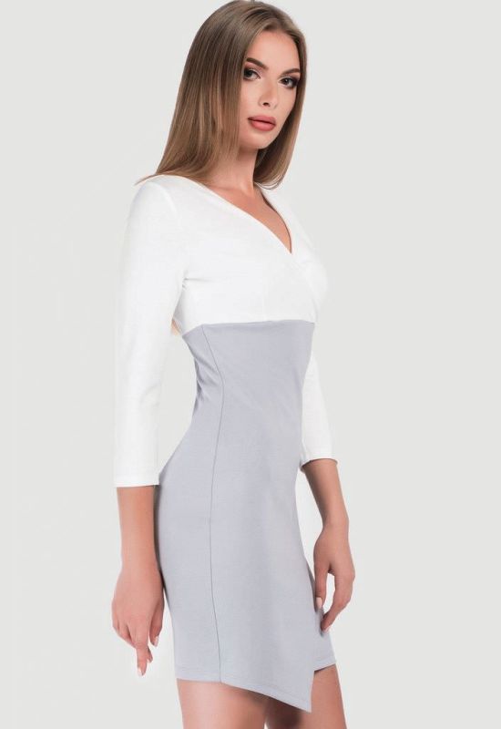Платье КР-10174-4 (молочный/серый)