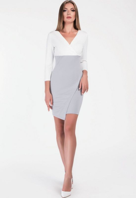 Платье КР-10174-4 (молочный/серый)