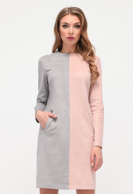 Платье КР-10207-25 (серый/пудра)