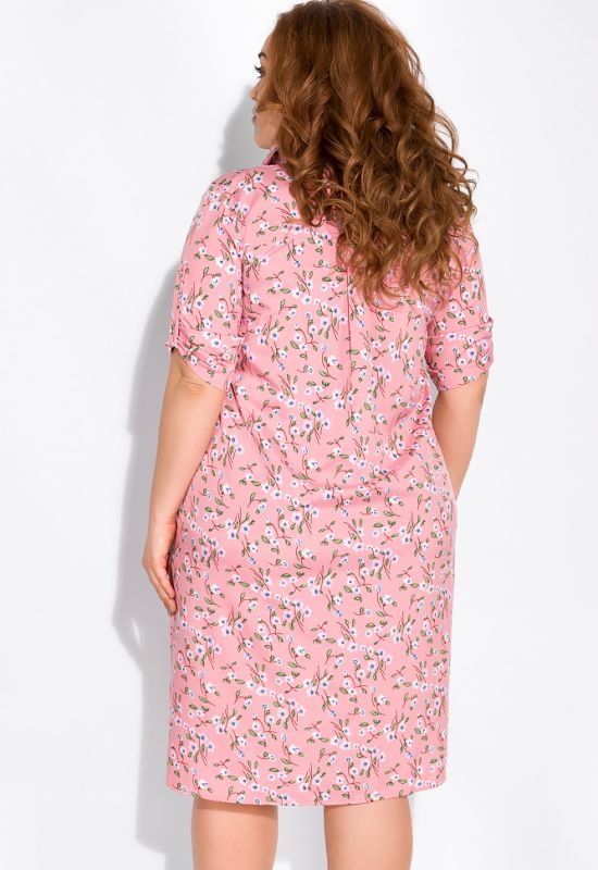 Платье-рубашка с цветочными мотивами 103P482-1 (пудра)