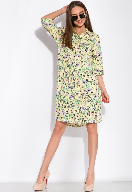Сукня-сорочка з квітковими мотивами 103P482 (лимонний)