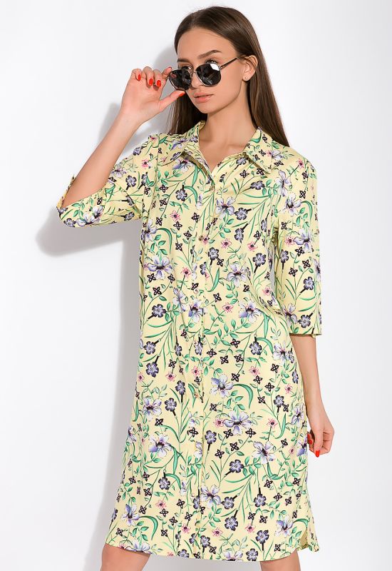Платье-рубашка с цветочными мотивами 103P482 (лимонный)