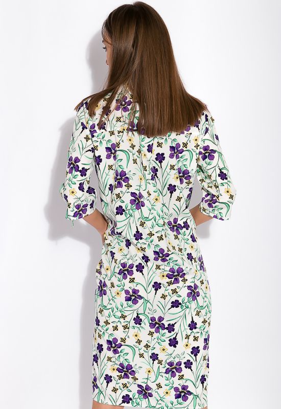 Сукня-сорочка з квітковими мотивами 103P482 (молочний)