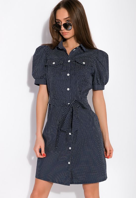 Платье-рубашка в мелкий горох 120PUR281 (темно-синий)