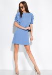 Платье с драпировкой на рукаве 120PDS8607 (голубой)