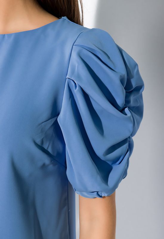 Платье с драпировкой на рукаве 120PDS8607 (голубой)