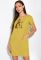 Платье с принтом на груди 120PMA1593 (горчичный)
