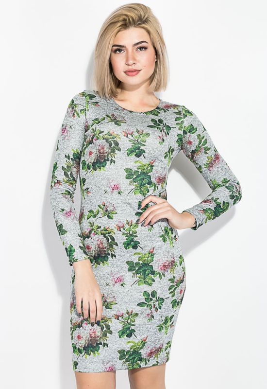 Платье с цветочным принтом 70P023 (серый/зеленый)