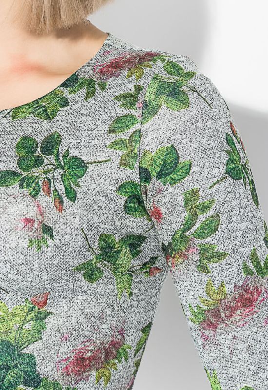 Сукня з квітковим принтом 70P023 (сірий/зелений)