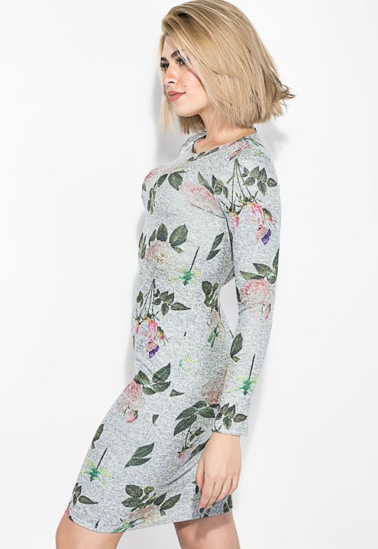 Сукня з квітковим принтом 70P023 (сірий/хакі)