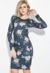 Платье с цветочным принтом 70P023 (синий/меланжевый)