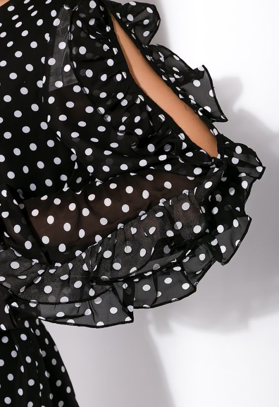 Платье с воланами на рукаве 120PUR280 (черный/белый)