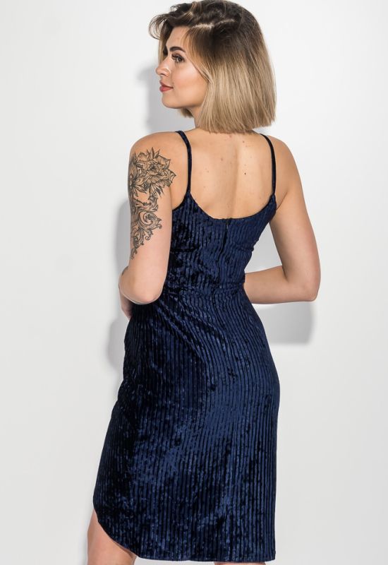 Платье женское на тонких бретелях элегантное 69PD982 (темно-синий)