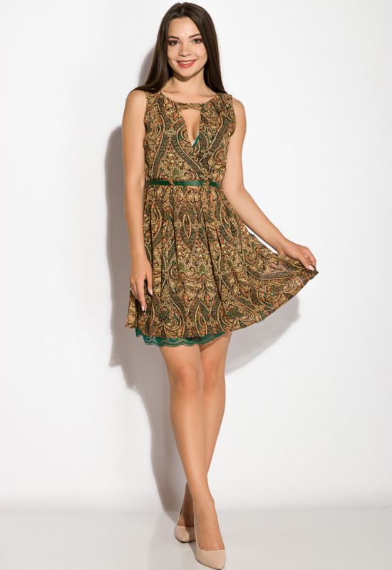 Платье женское 964K029 (бежевый/зеленый)