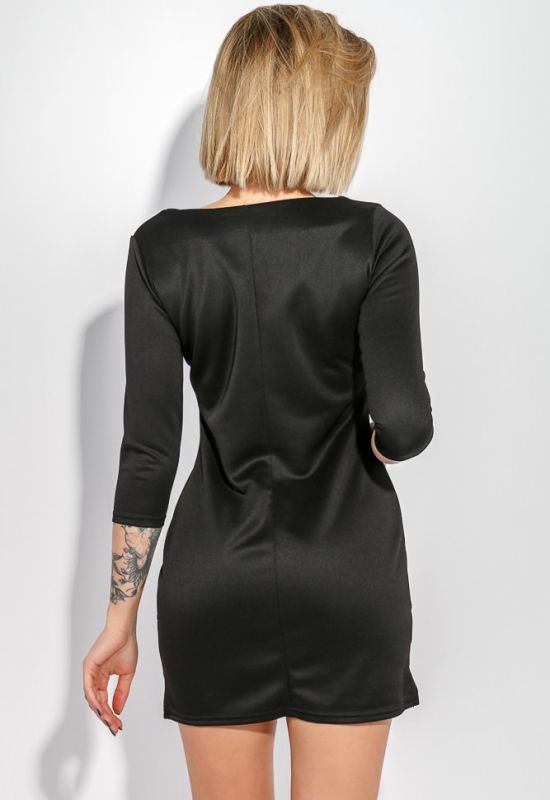 Платье женское асимметричный подол рукав три четверти 74PD133 (черный)
