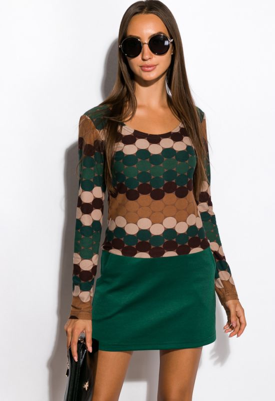 Платье женское ассорти 120P153 (коричневый/зеленый)