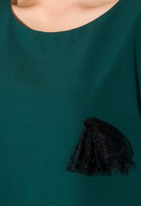 Платье женское батал элементом декора на рукаве и груди 74PD339 (бутылочный)