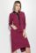 Платье женское батал контрастный воротник элемент декора на груди 74PD316 (сливовый/черный)