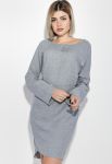 Платье женское батал однотонное с поясом 74PD308 (серый/голубой/меланжевый)