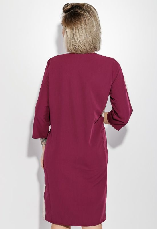 Сукня жіноча батал з контрастною смугою 74PD315 (фуксія/бежевий)