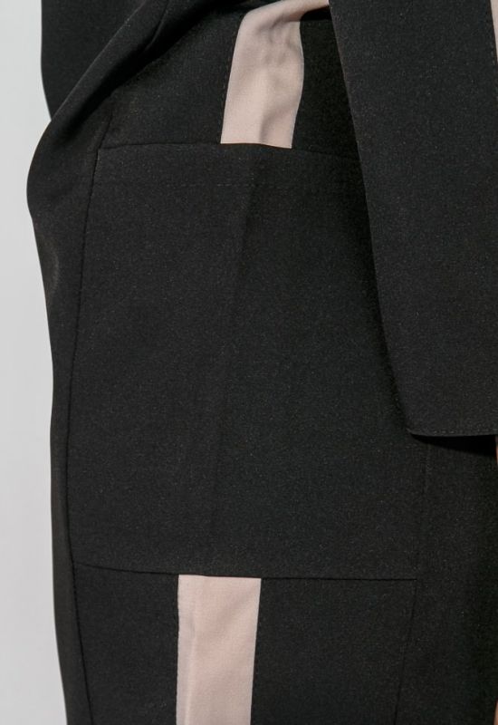 Сукня жіноча батал з контрастною смугою 74PD315 (чорний/бежевий)