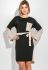 Платье женское батал с контрастными рукавами 74PD303 (черный/молочный)