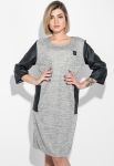 Платье женское батал с молнией на спине и боковыми карманами 74PD317 (серый/меланжевый)