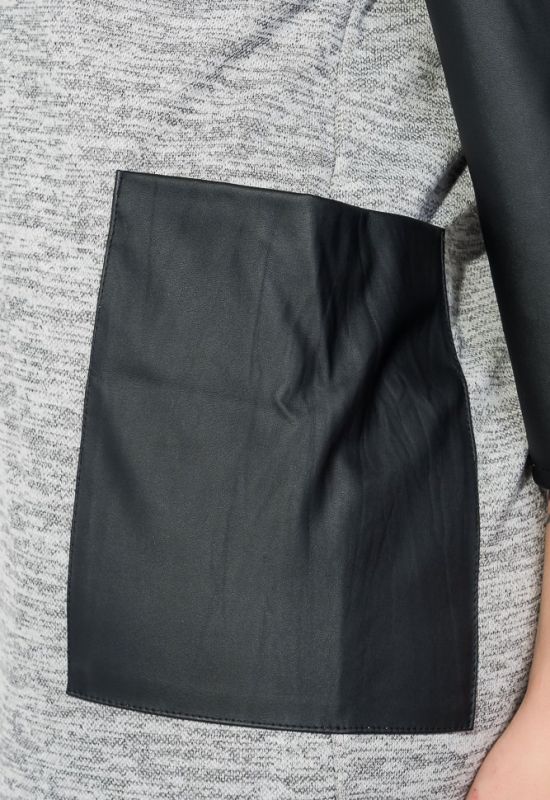 Сукня жіноча батал з блискавкою на спині та бічними кишенями 74PD317 (сірий/меланжевий)