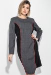 Платье женское батал стройный силуэт 74PD361 (серый/меланжевый/черный)
