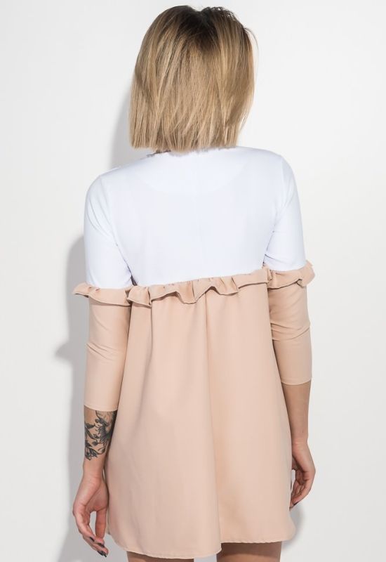 Сукня жіноча двокольорова вільного крою 72PD148 (білий/кремовий)