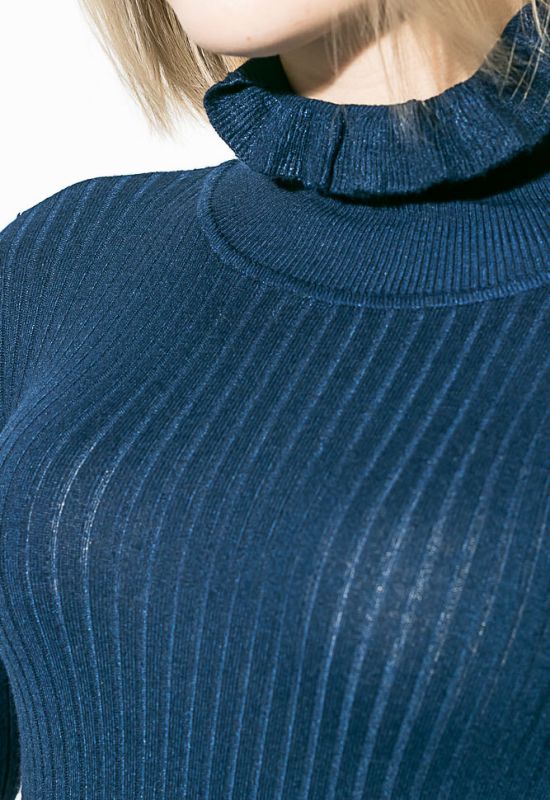 Платье женское облегающее с рюшами на рукаве 81PD5555 (темно-синий)