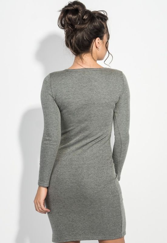 Платье женское однотонное теплое приталенное 312V001 (светло-серый)
