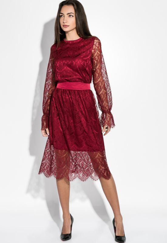 Платье женское роскошное кружево 95P8018 (бордовый)