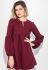 Платье женское рукав фонарик короткое 72PD202 (марсала)