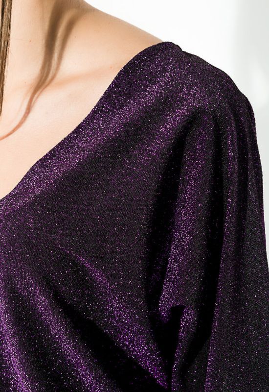 Платье женское рукава летучай мышь люрекс 64PD310-2 (фиолетовый)