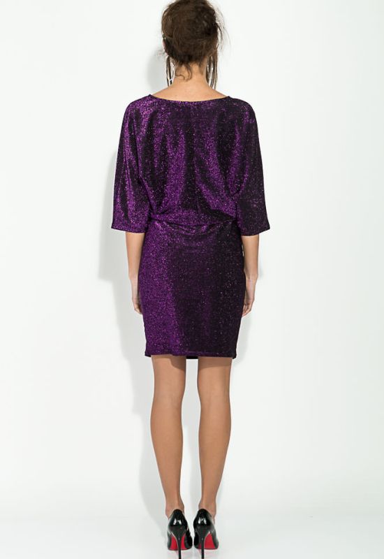 Платье женское рукава летучай мышь люрекс 64PD310-2 (фиолетовый)