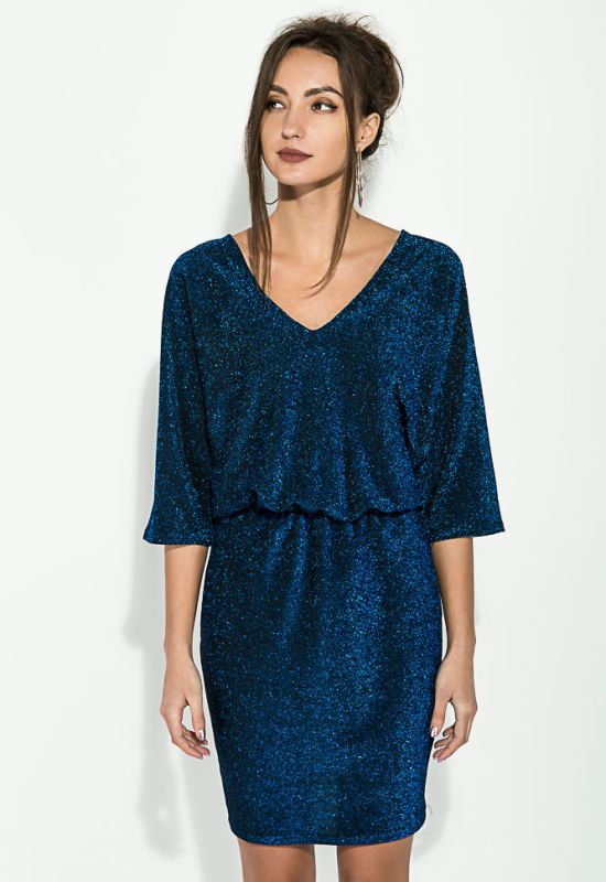 Сукня жіноча рукава кажан люрекс 64PD310-2 (синій)