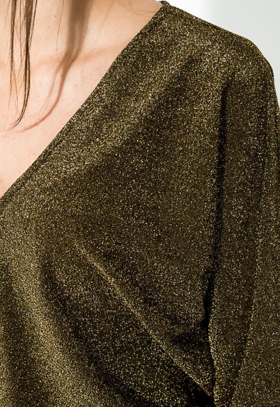 Платье женское рукава летучай мышь люрекс 64PD310-2 (золотой)
