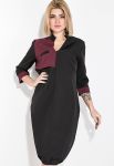 Платье женское с драпировкой на подоле 74PD332 (бордовый/черный)