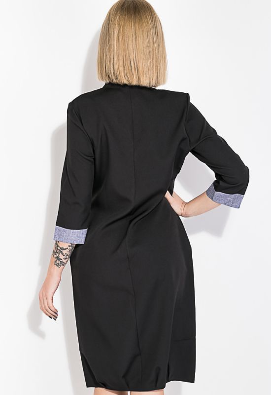 Платье женское с драпировкой на подоле 74PD332 (джинсовый/черный)