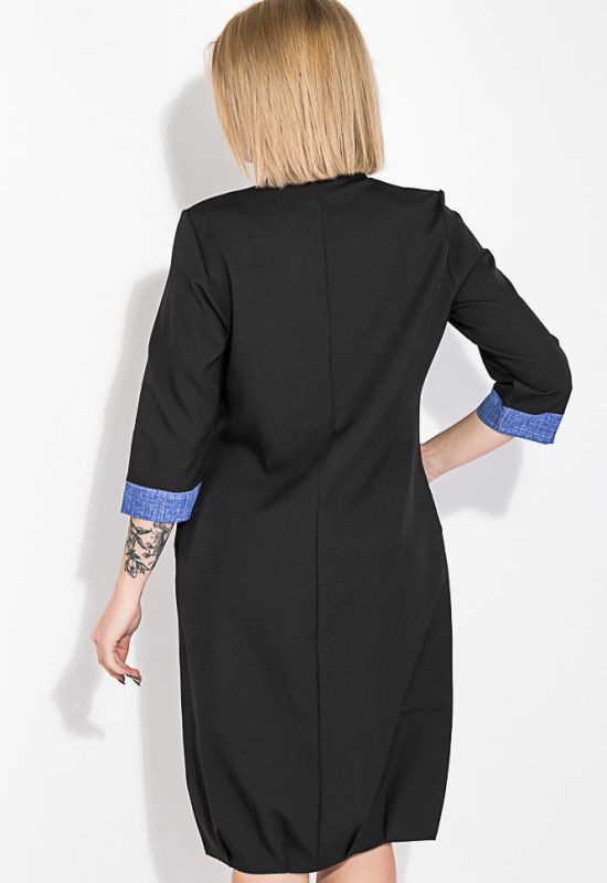 Платье женское с драпировкой на подоле 74PD332 (синий/черный)