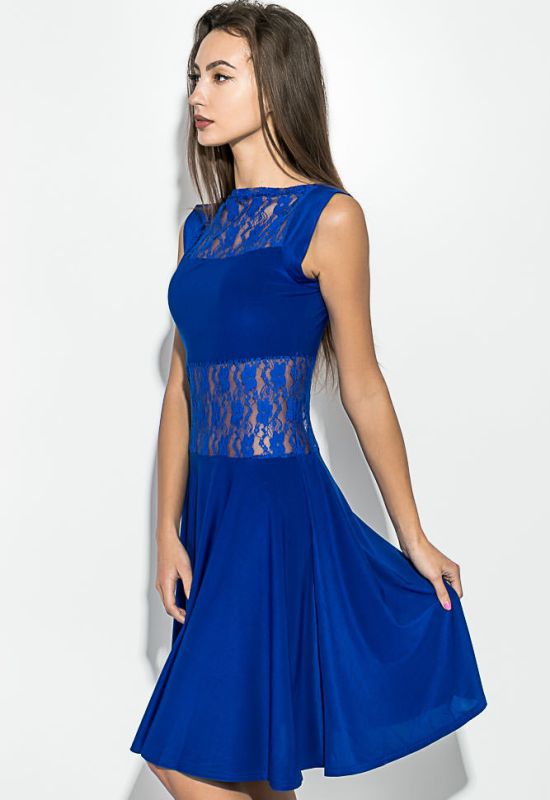 Платье женское с гипюровыми вставками 78P0012 (электрик)